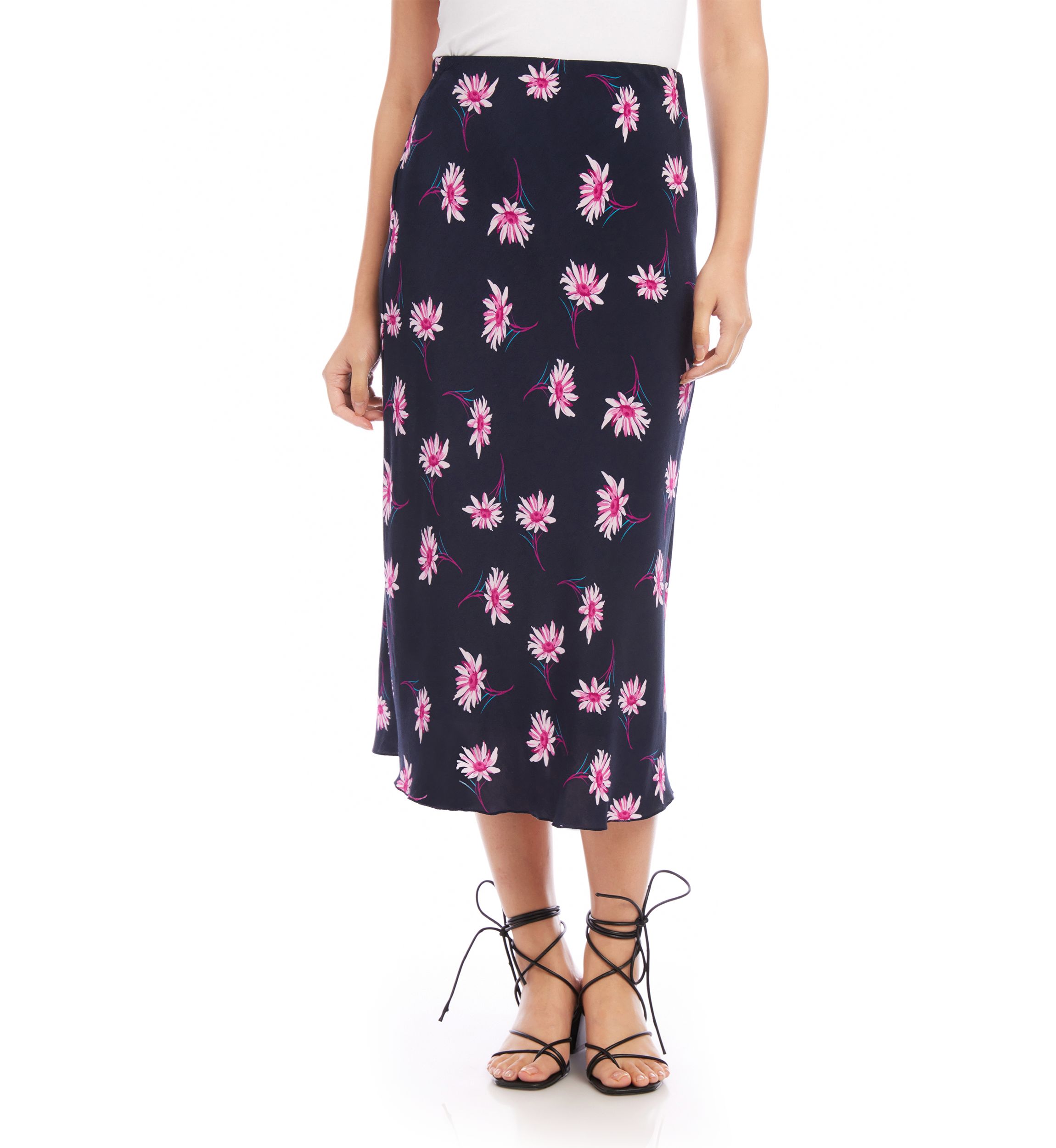 Petite Size Bias Cut Midi Skirt