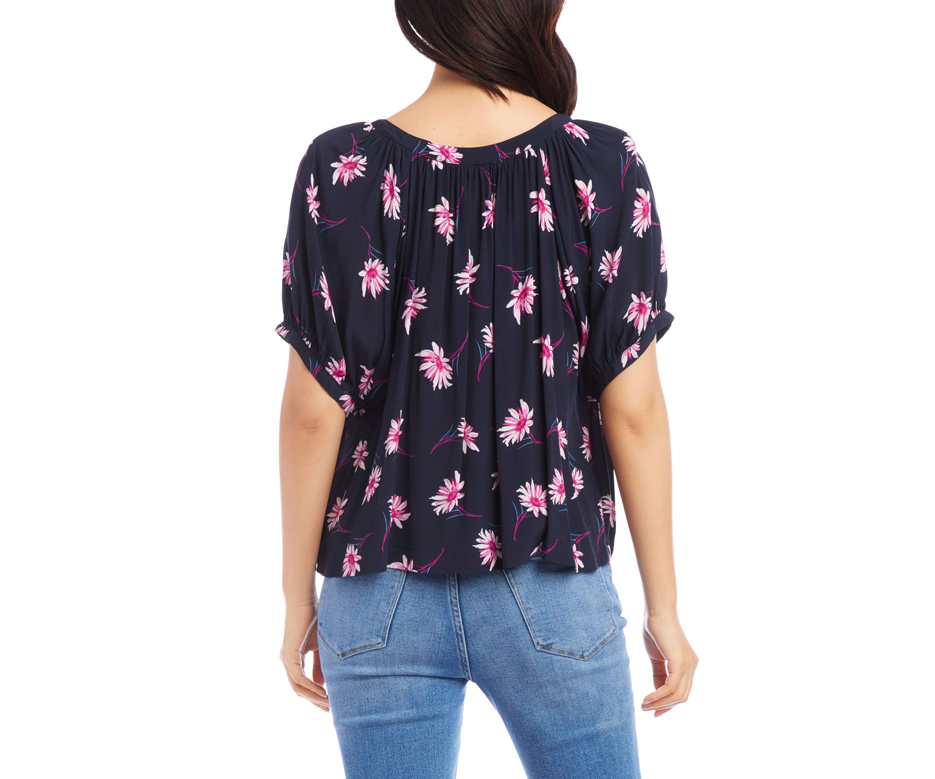 Petite Size Short Sleeve Peasant Top
