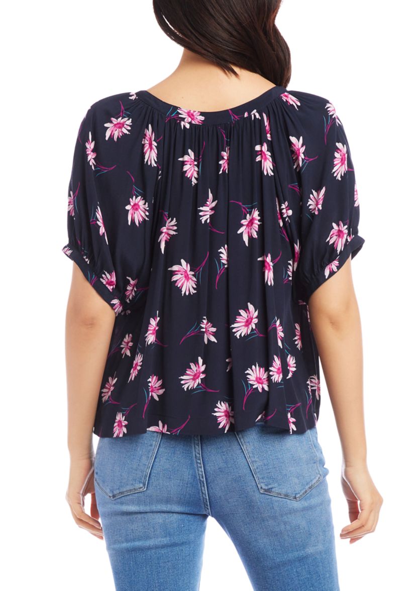 Petite Size Short Sleeve Peasant Top