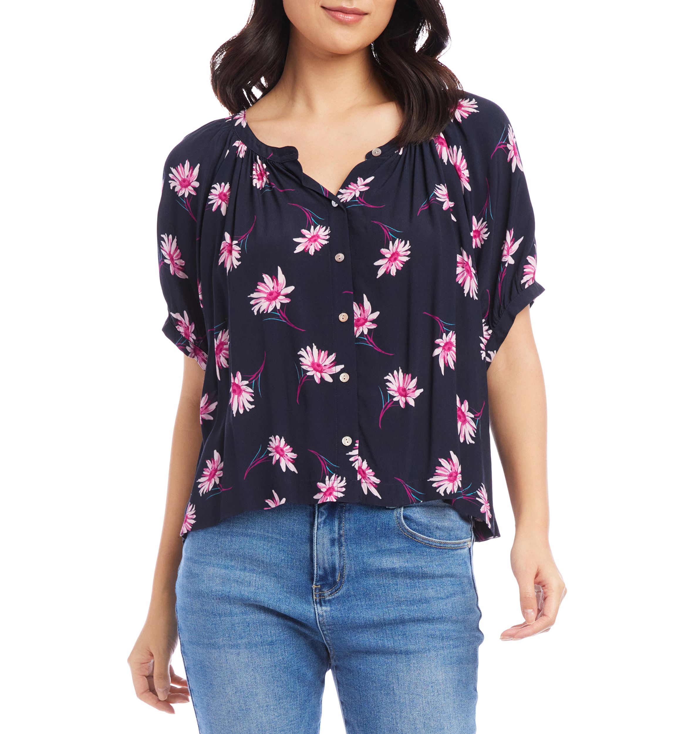 Womens Short Sleeve Peasant Top