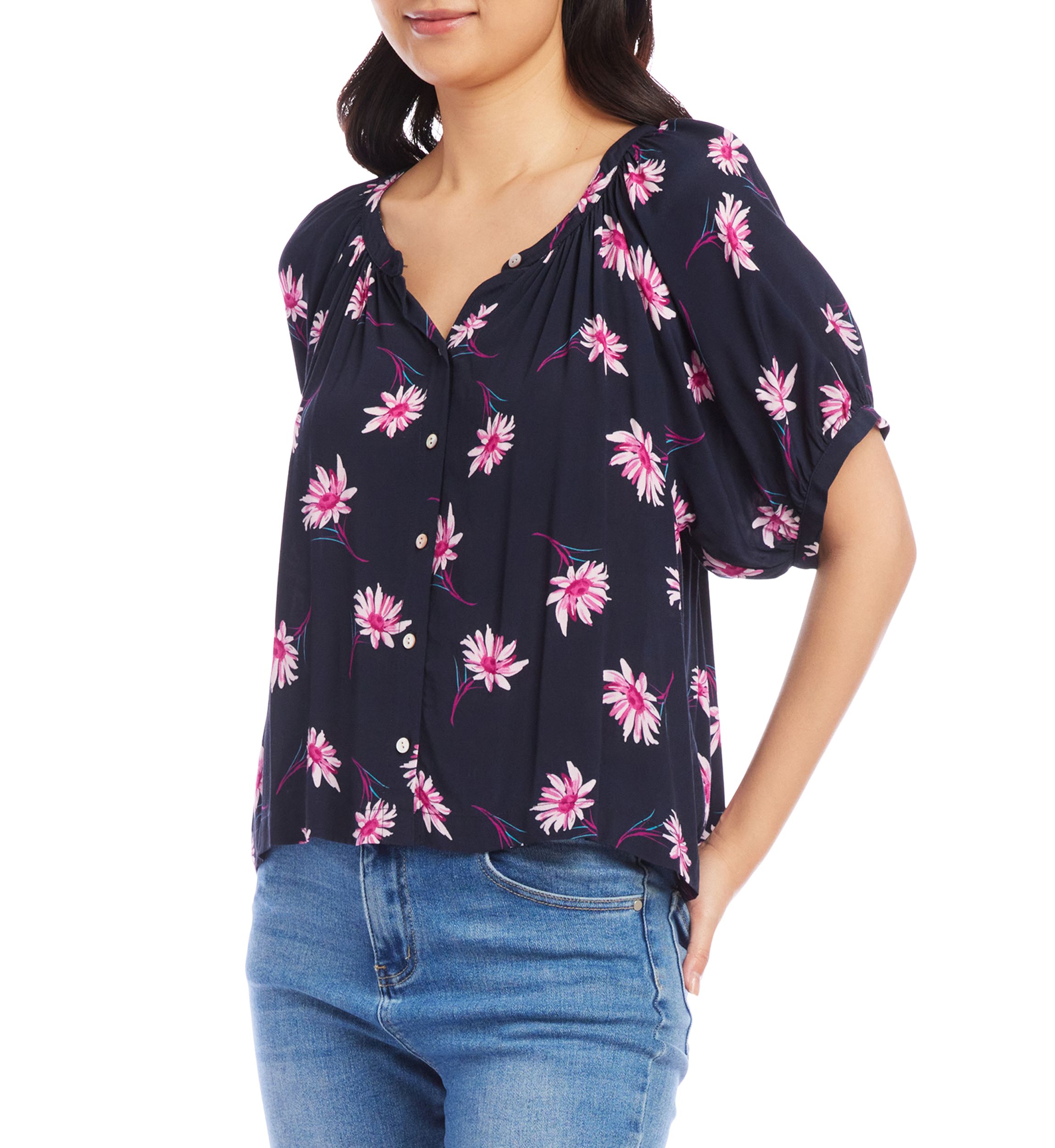 Womens Short Sleeve Peasant Top