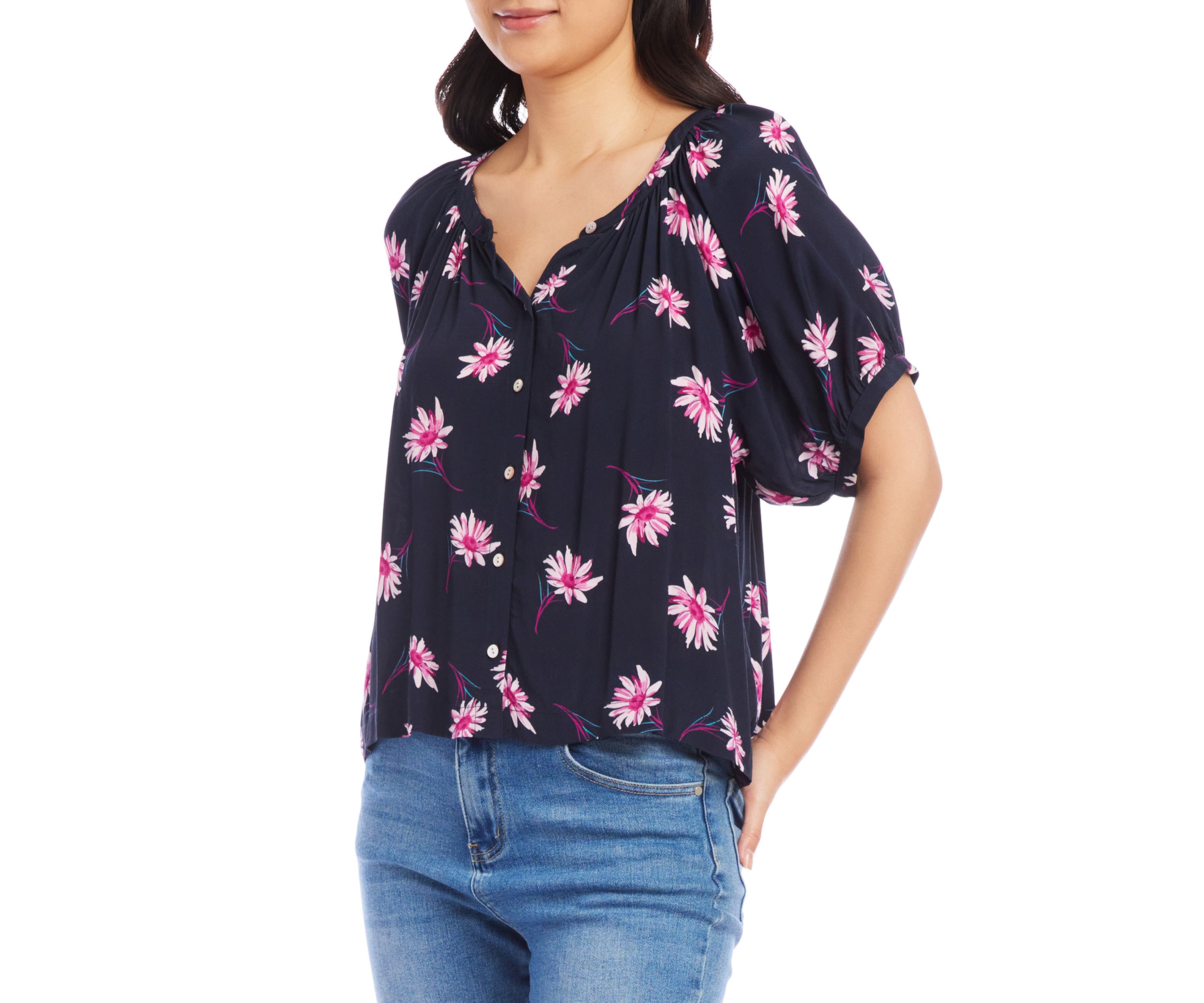 Womens Short Sleeve Peasant Top
