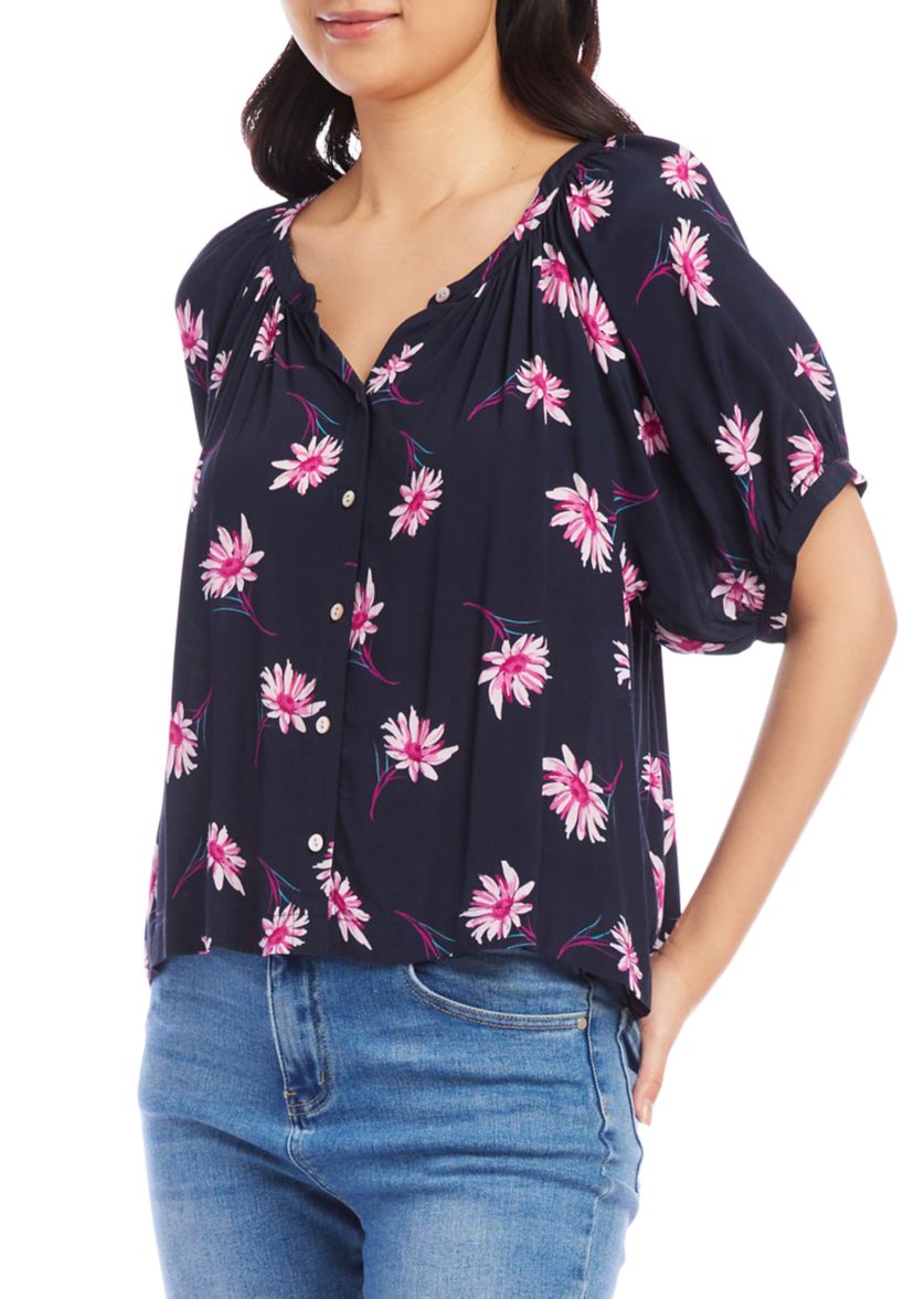 Womens Short Sleeve Peasant Top