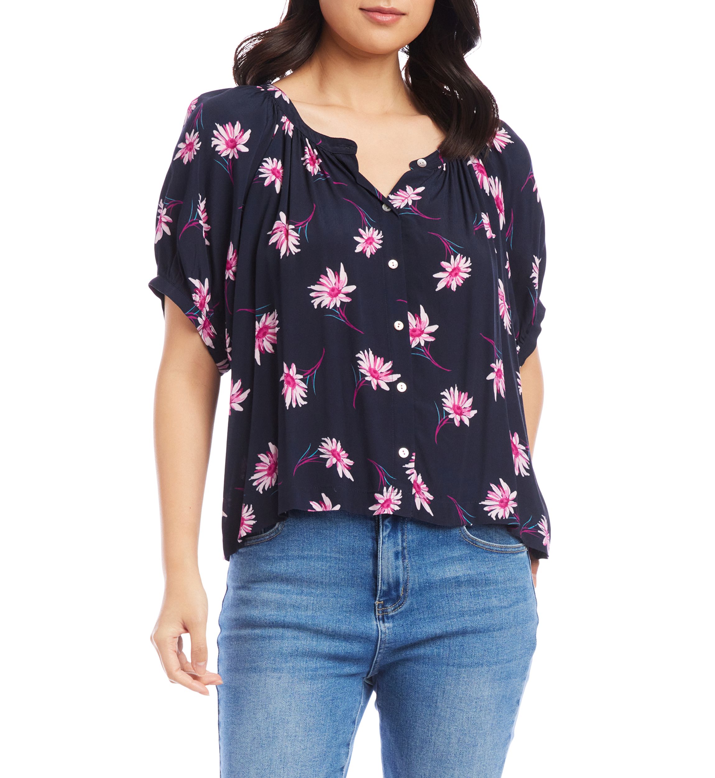 Womens Short Sleeve Peasant Top