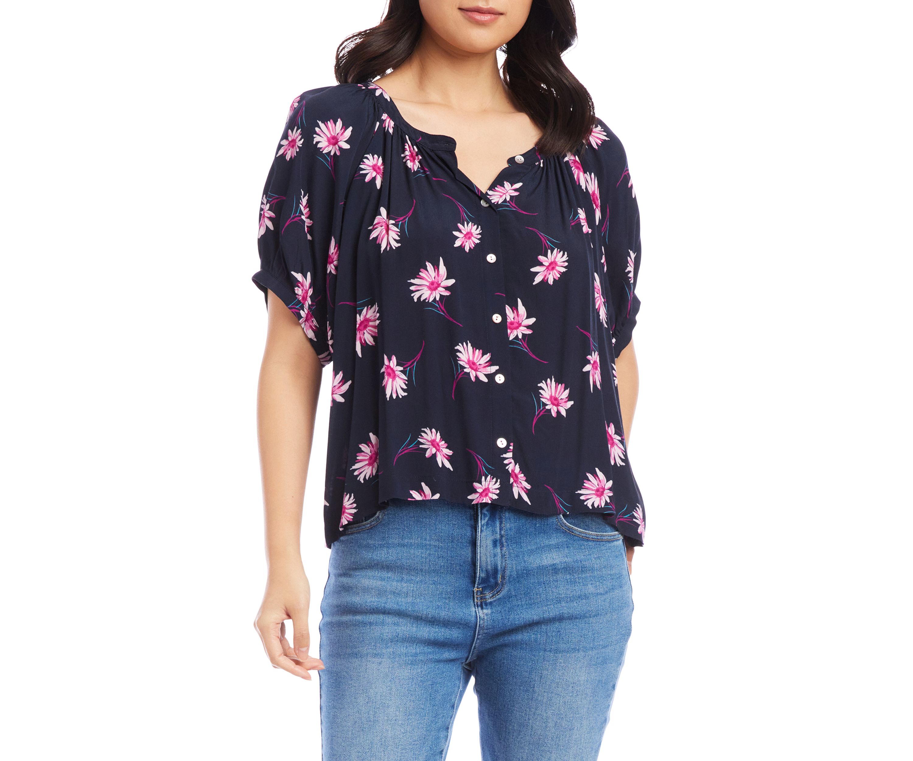 Womens Short Sleeve Peasant Top