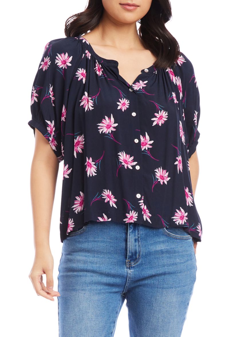Womens Short Sleeve Peasant Top