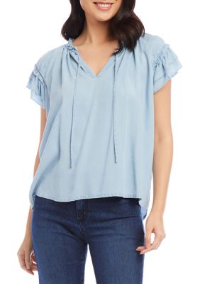 Women's Flutter Sleeve Ruffle Top