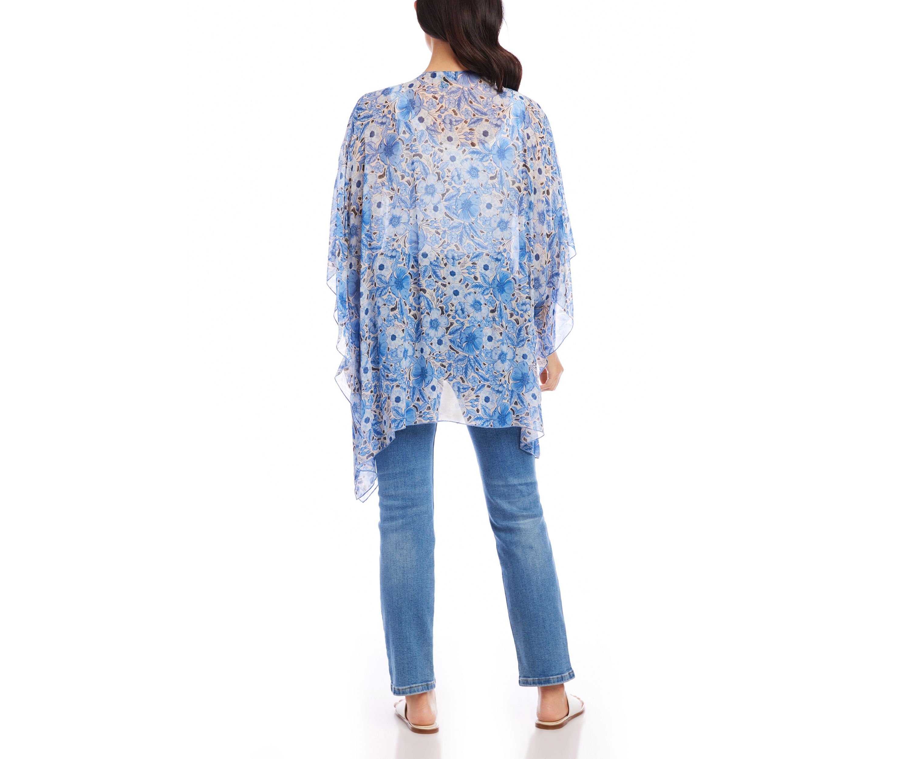 Womens Printed Open Front Kimono 