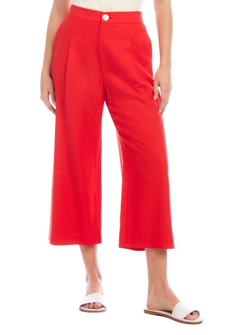 Womens Cropped Pleated Pants