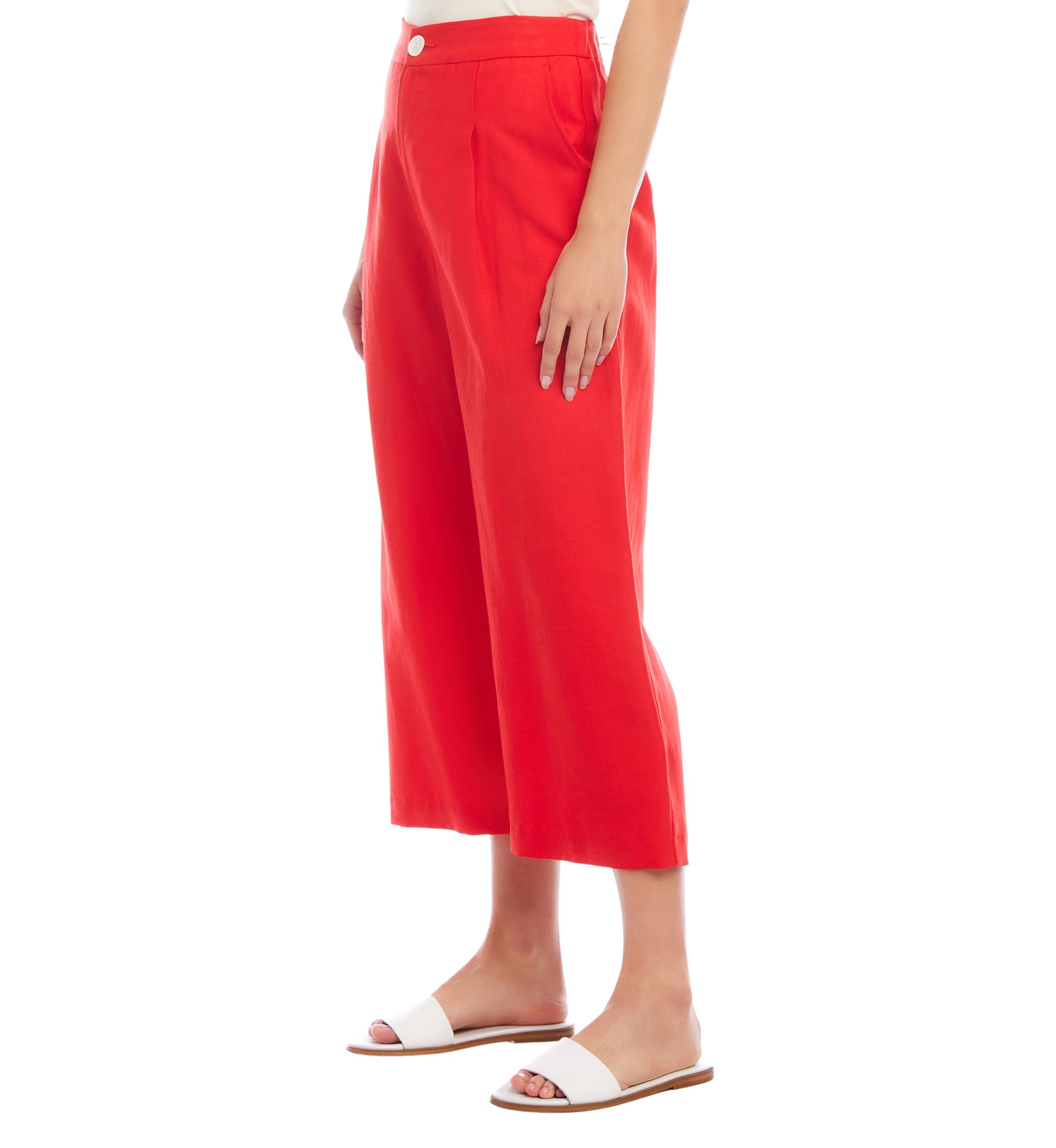 Womens Cropped Pleated Pants
