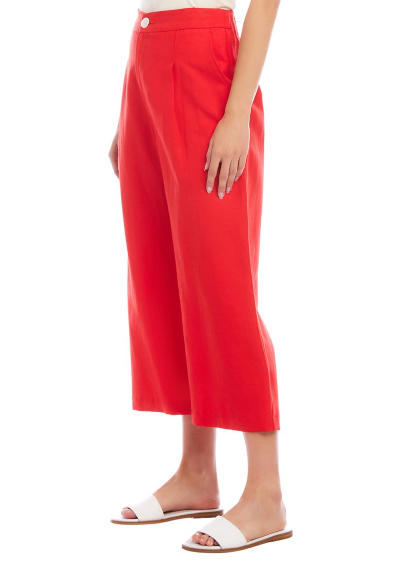 Womens Cropped Pleated Pants