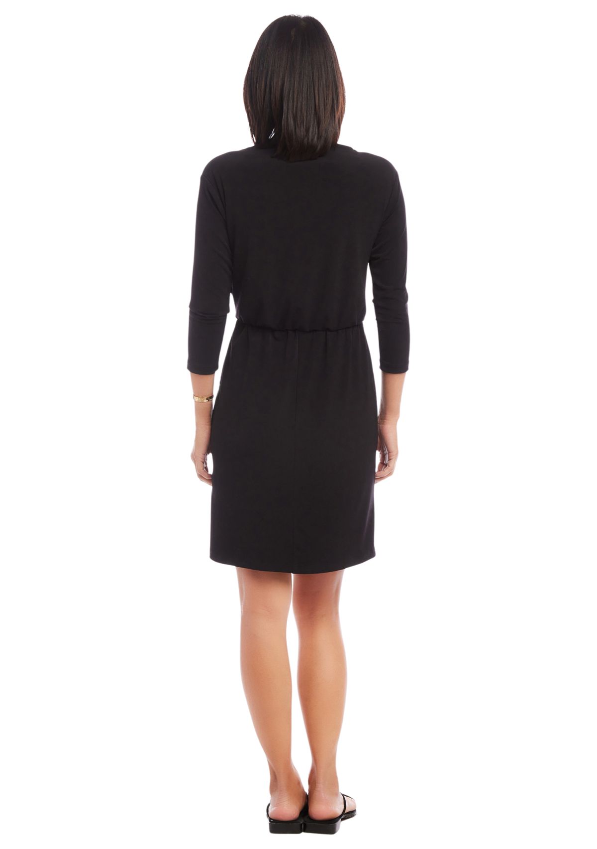 Womens 3/4 Sleeve Tie Waist Dress