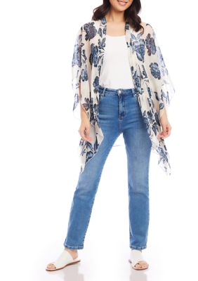 Women's 3/4 Sleeve Printed Open Front Jacket