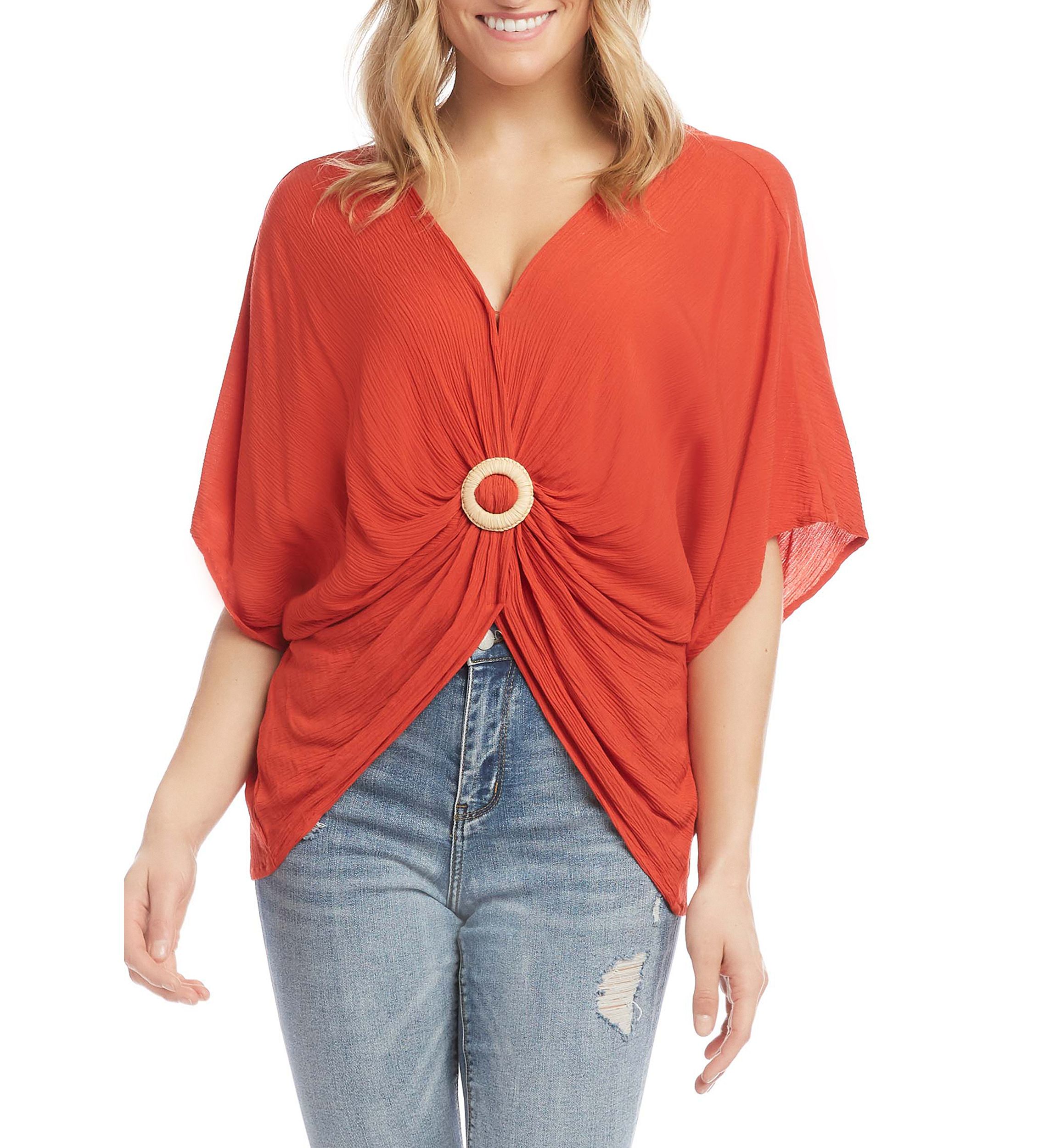 Womens Rattan Buckle Twist Top 