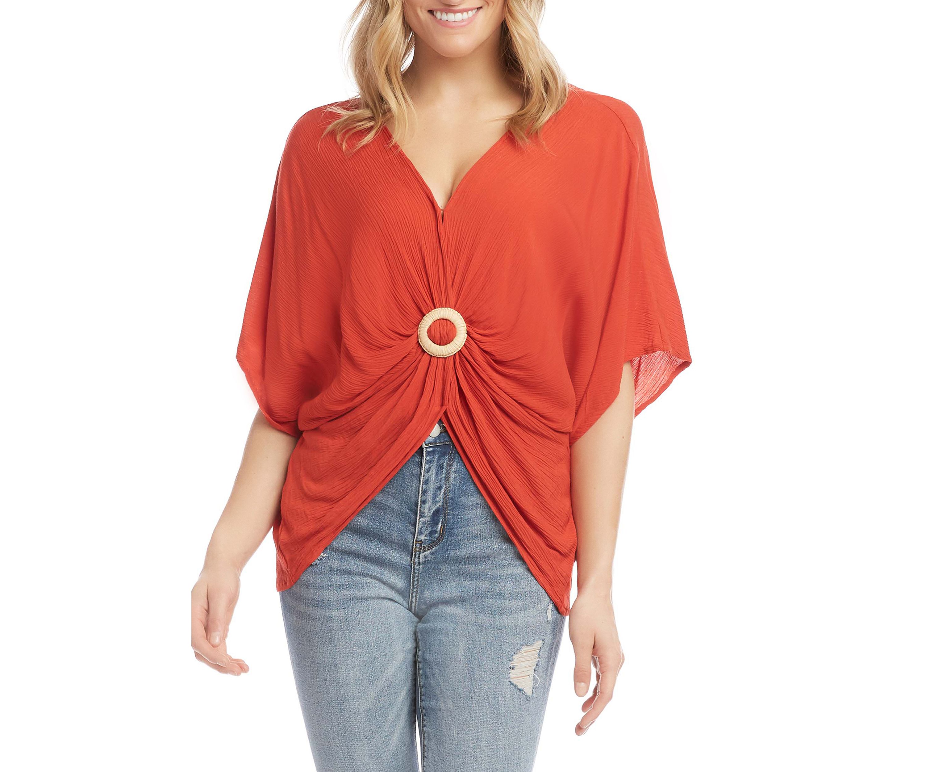 Womens Rattan Buckle Twist Top 