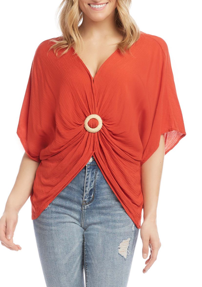 Womens Rattan Buckle Twist Top 