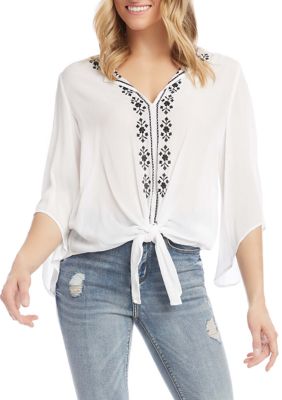 Women's Embroidered Tie-Top