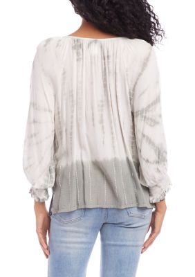 Women's Button Up Peasant Top