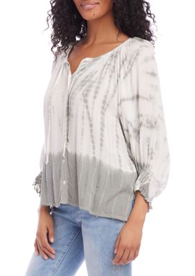 Women's Button Up Peasant Top