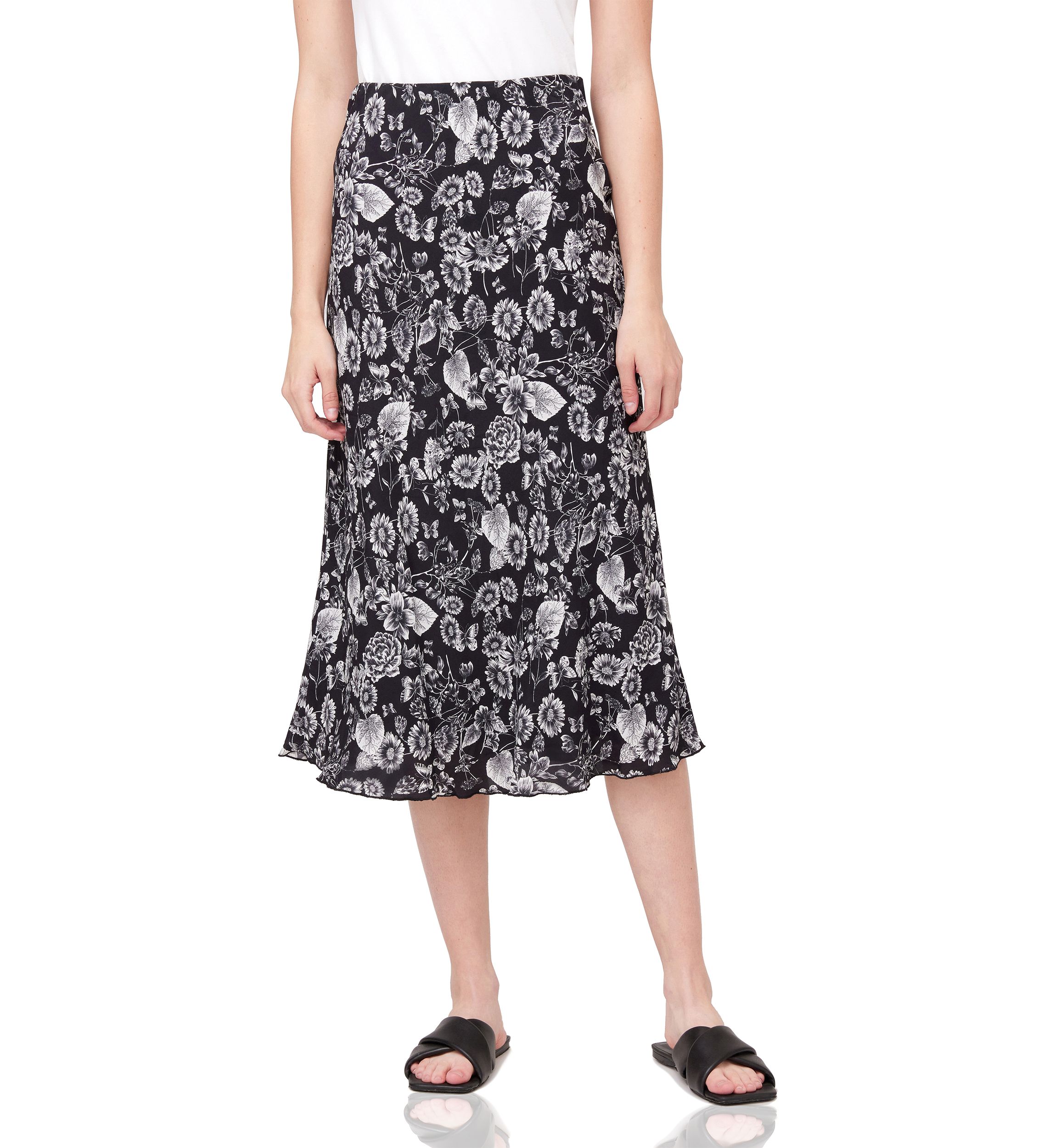 Womens Bias Cut Midi Skirt