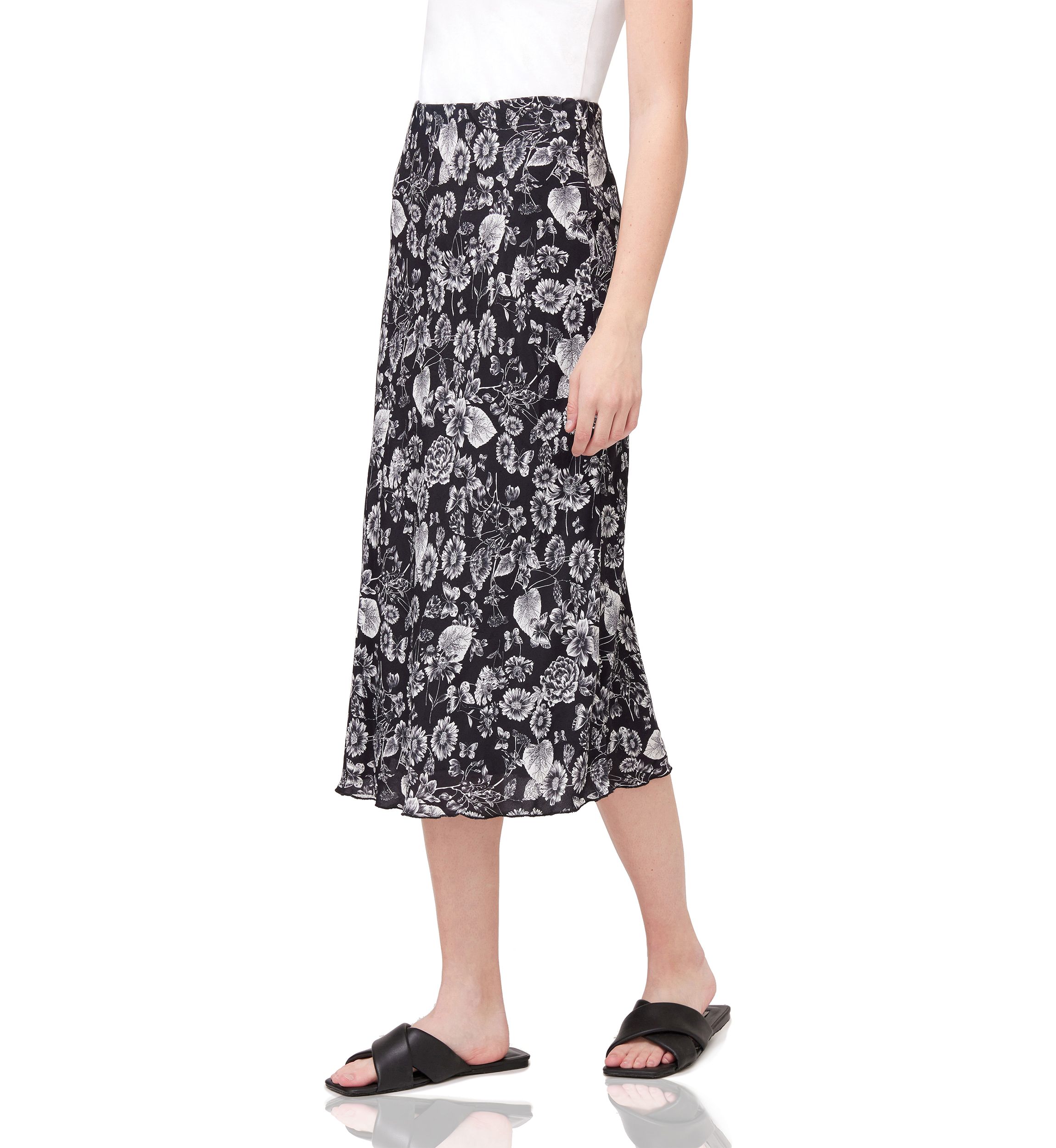 Womens Bias Cut Midi Skirt