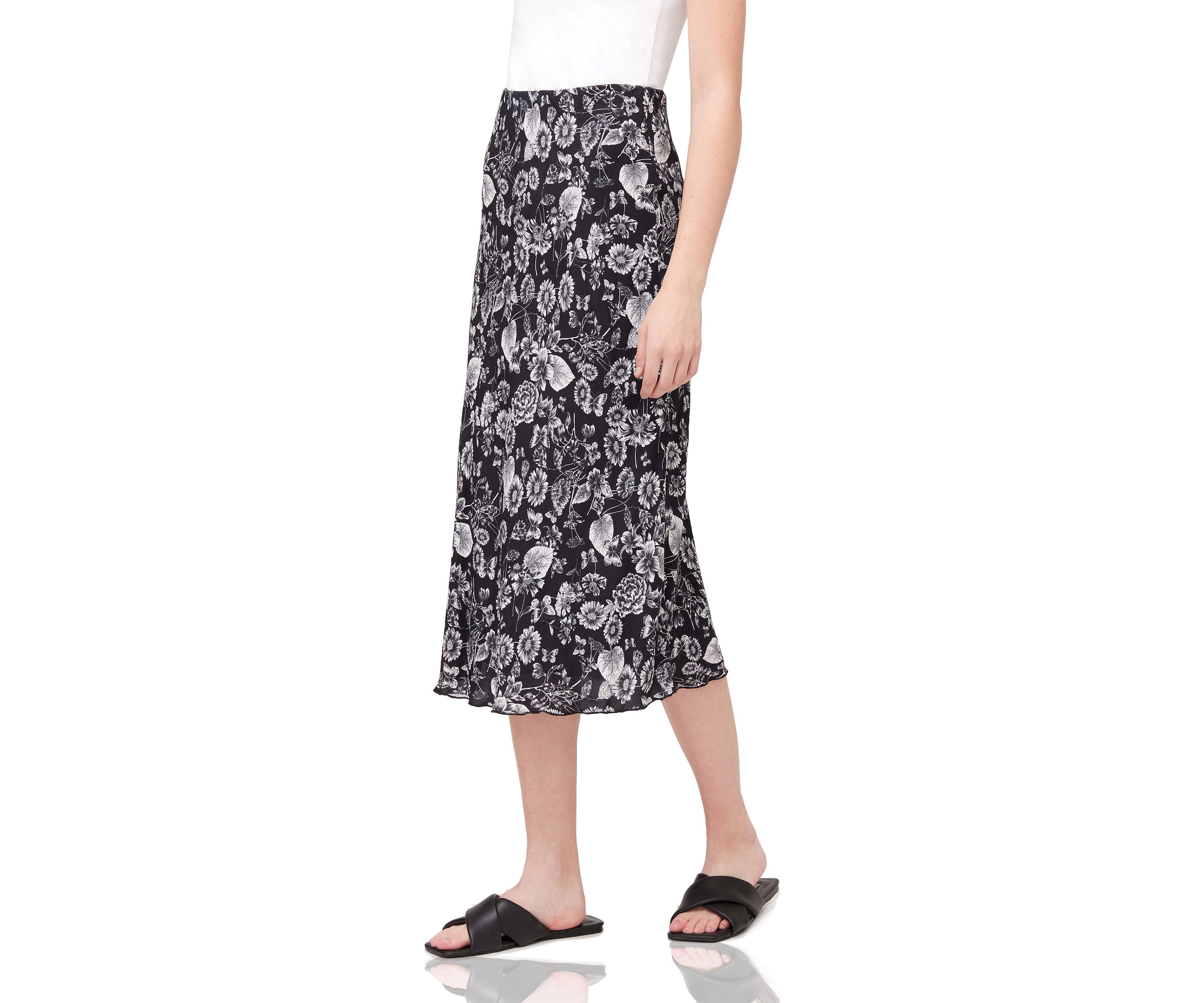 Womens Bias Cut Midi Skirt