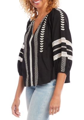 Women's Embroidered Peasant Top