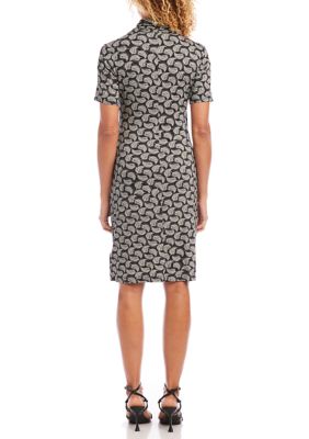 Short Sleeve Cascade Wrap Dress