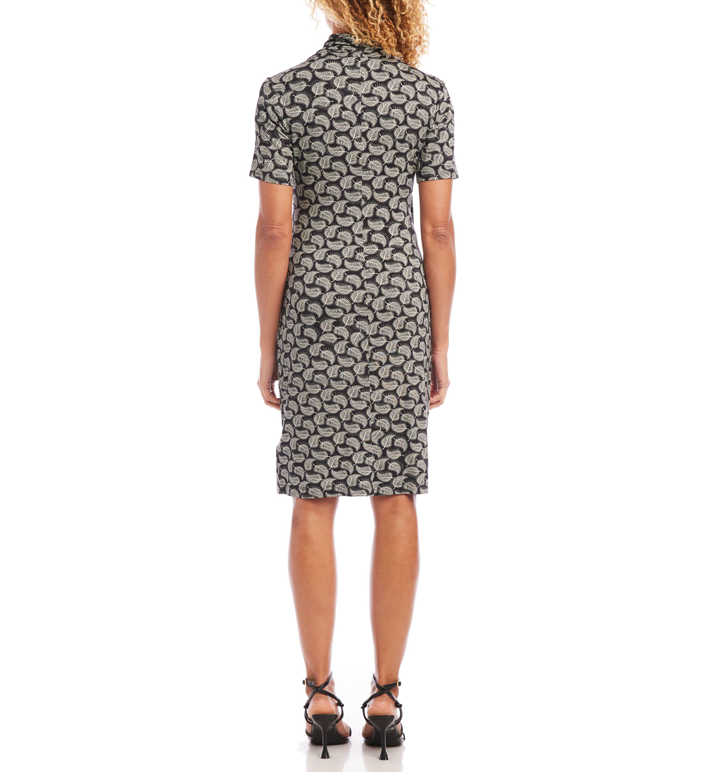 Short Sleeve Cascade Wrap Dress