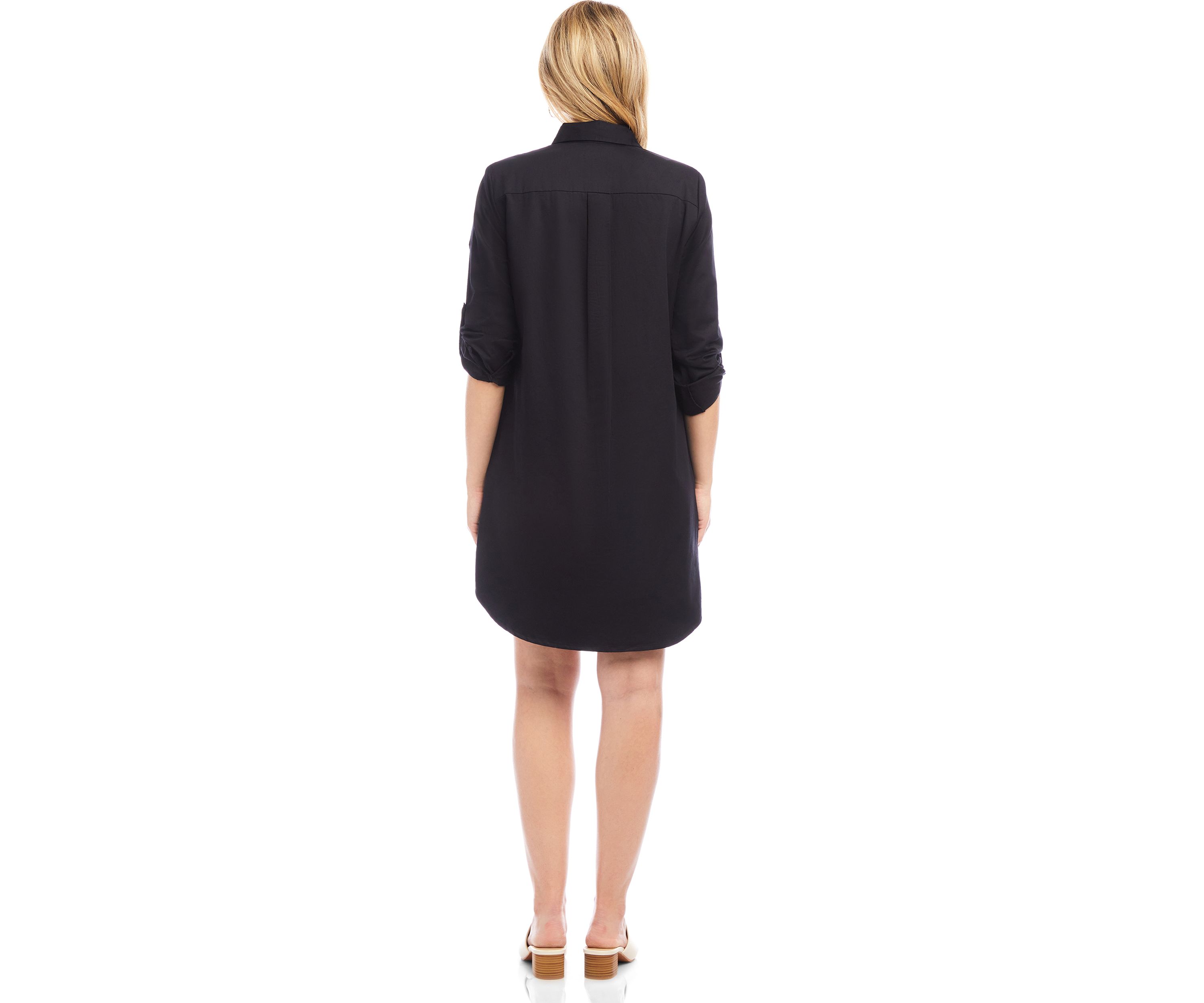 Petite Size Roll Tab Embroidered Shirtdress