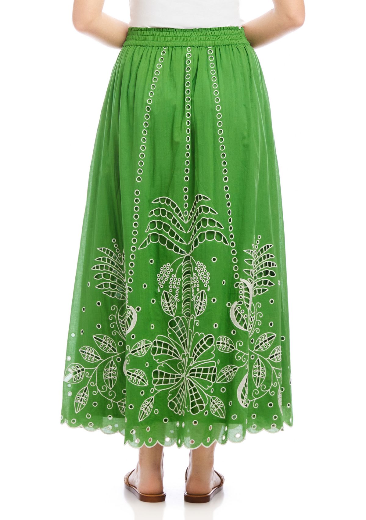 Womens Cutout Embroidery Midi Skirt