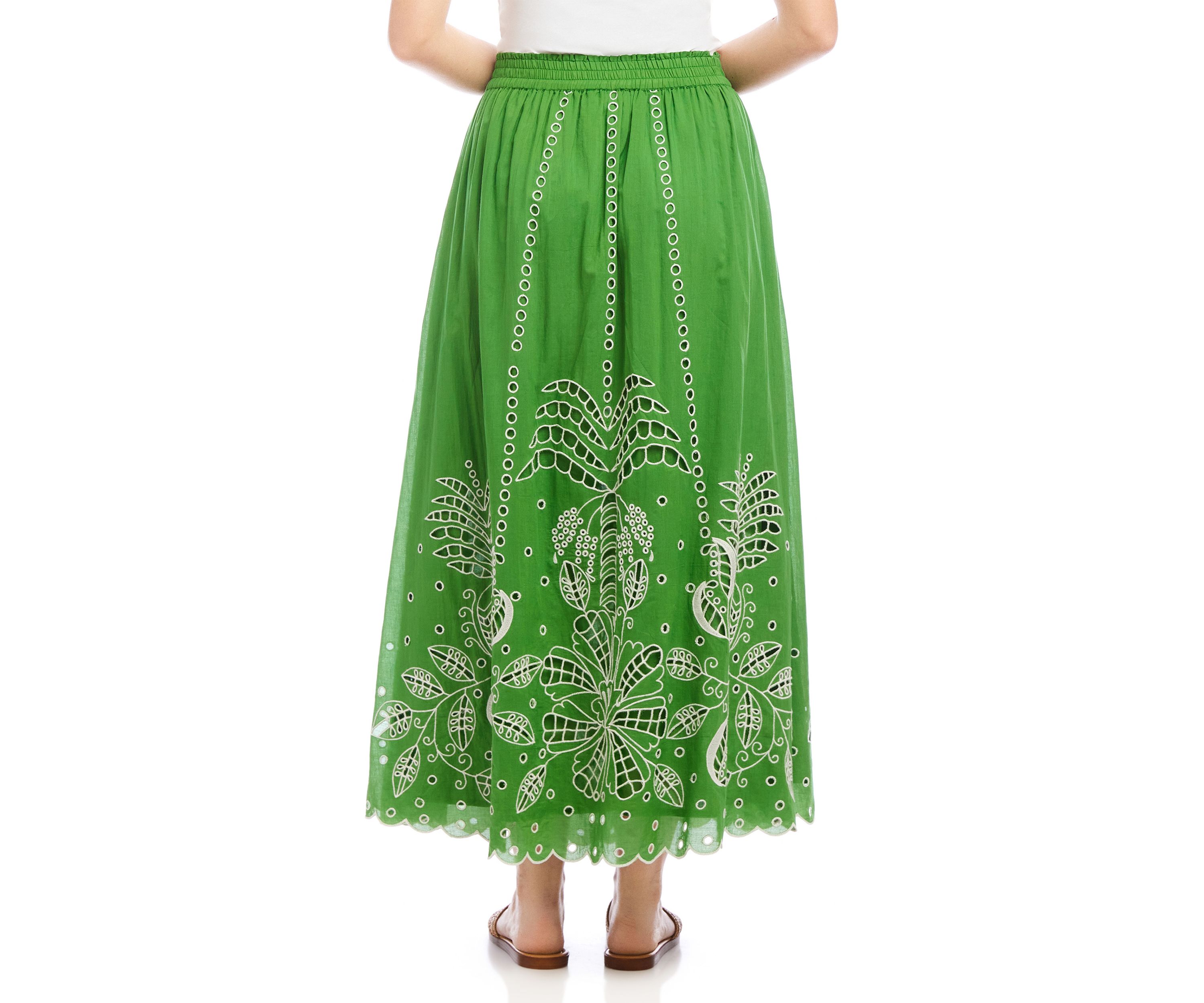 Womens Cutout Embroidery Midi Skirt
