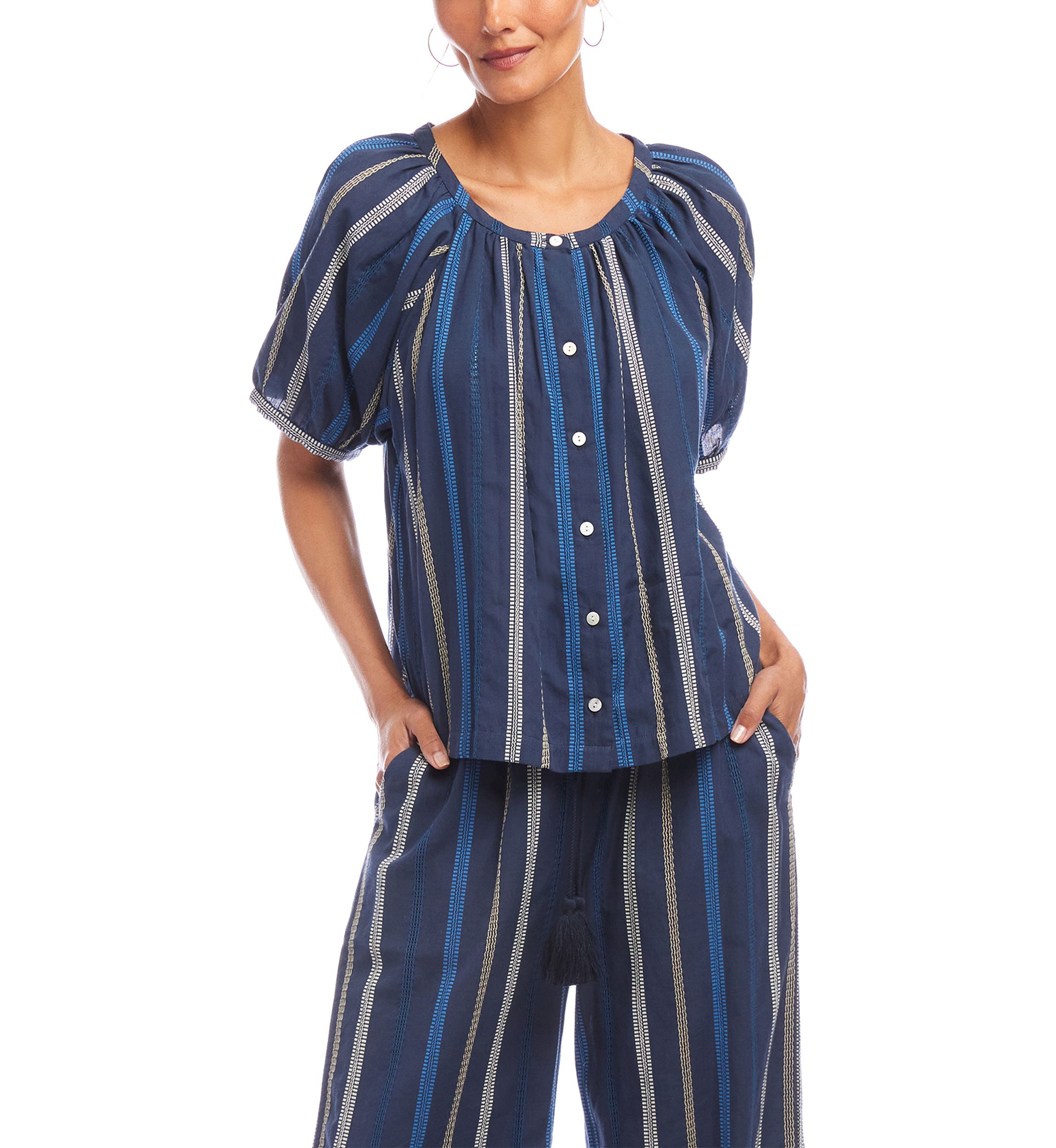 Womens Embroidered Short Sleeve Top