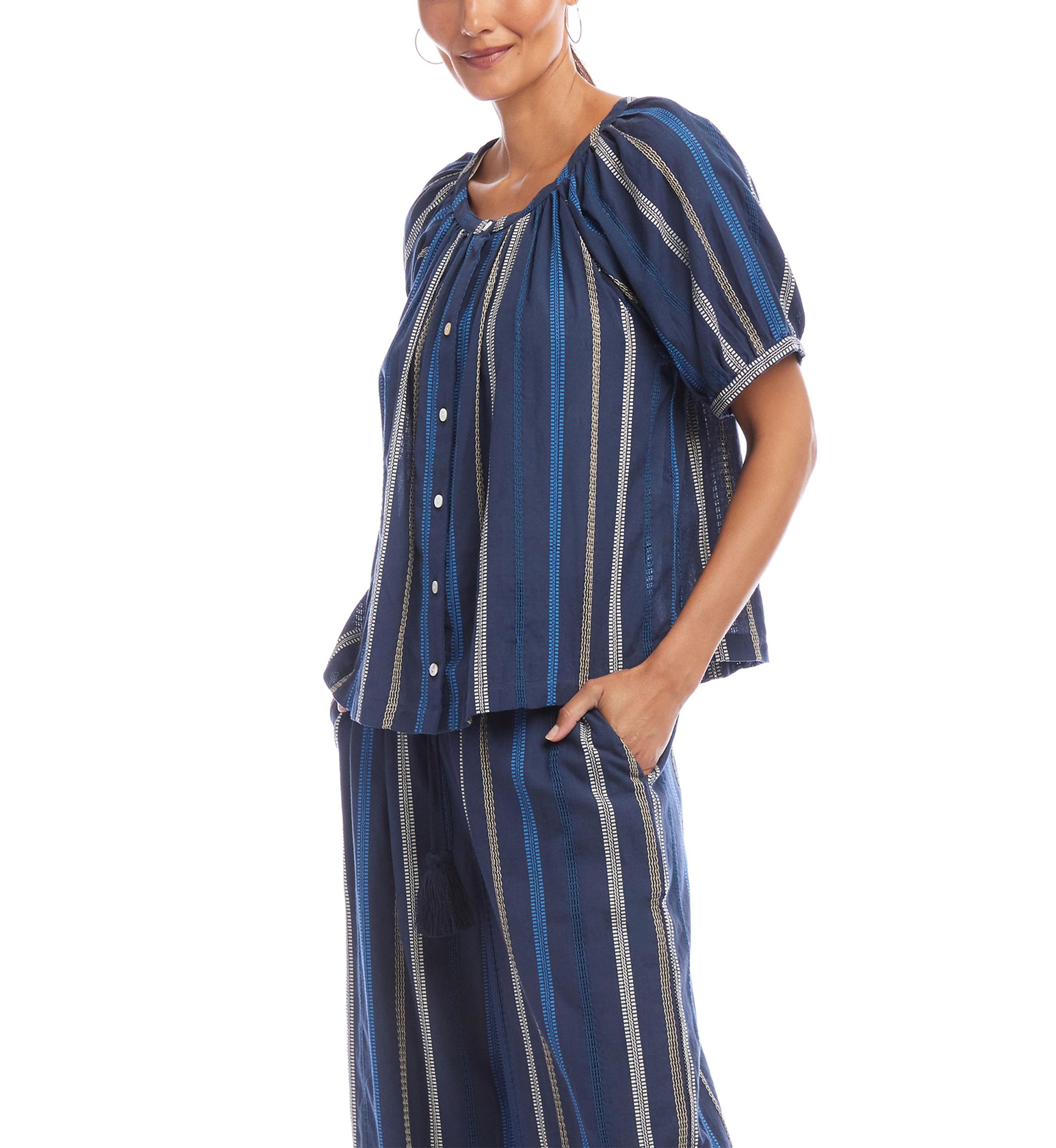 Womens Embroidered Short Sleeve Top