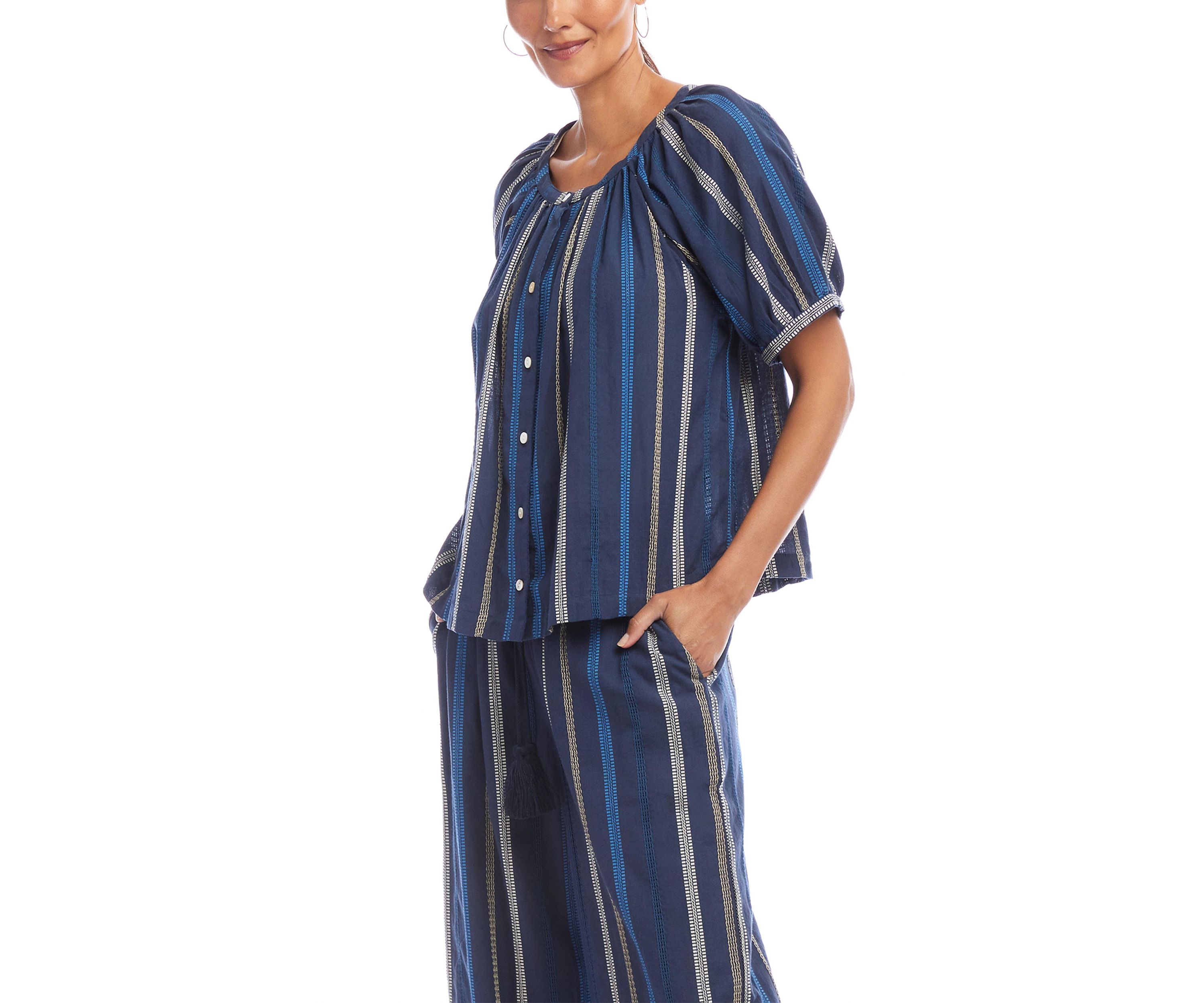 Womens Embroidered Short Sleeve Top