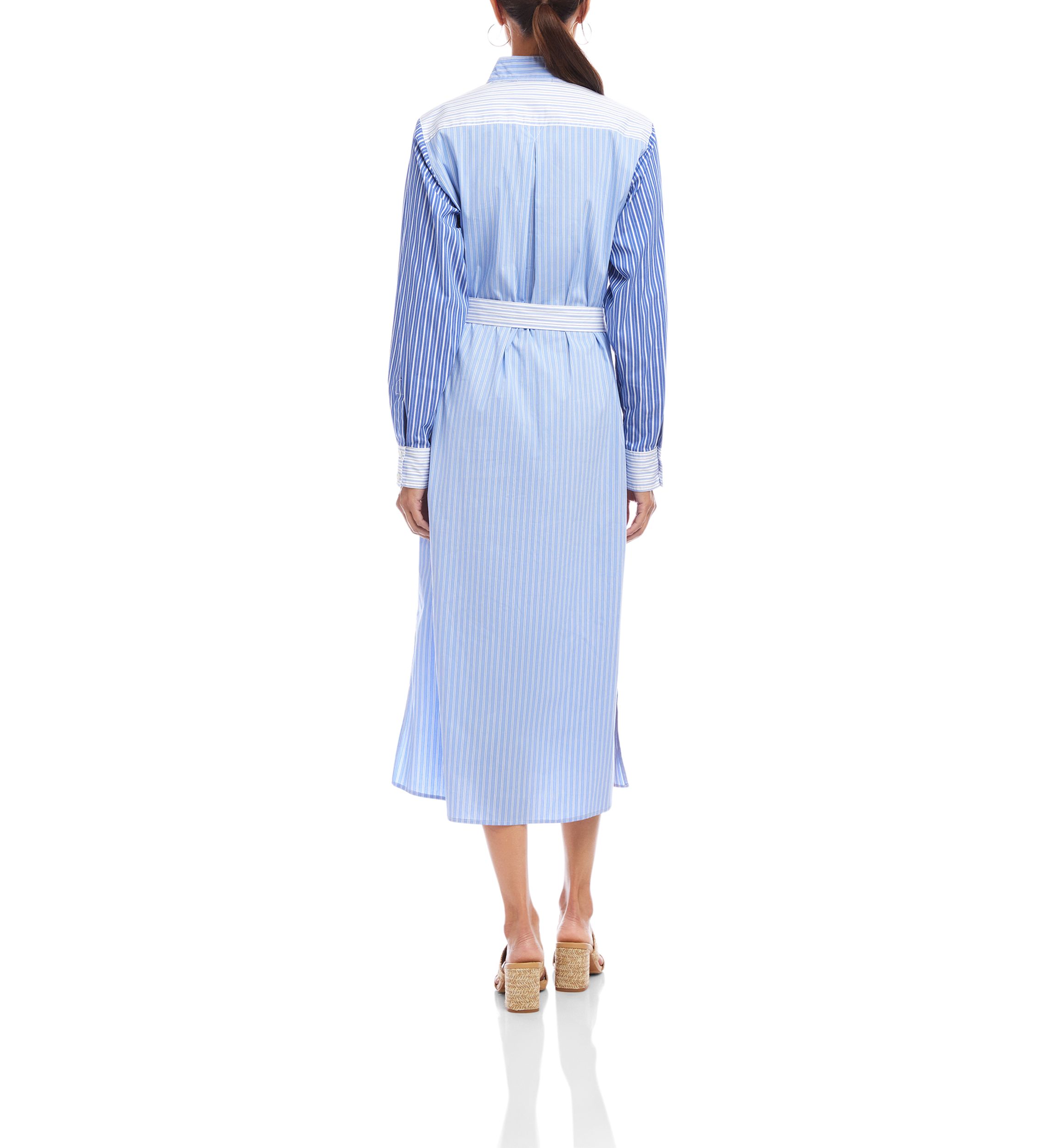 Womens Mixed Stripe Midi Shirtdress