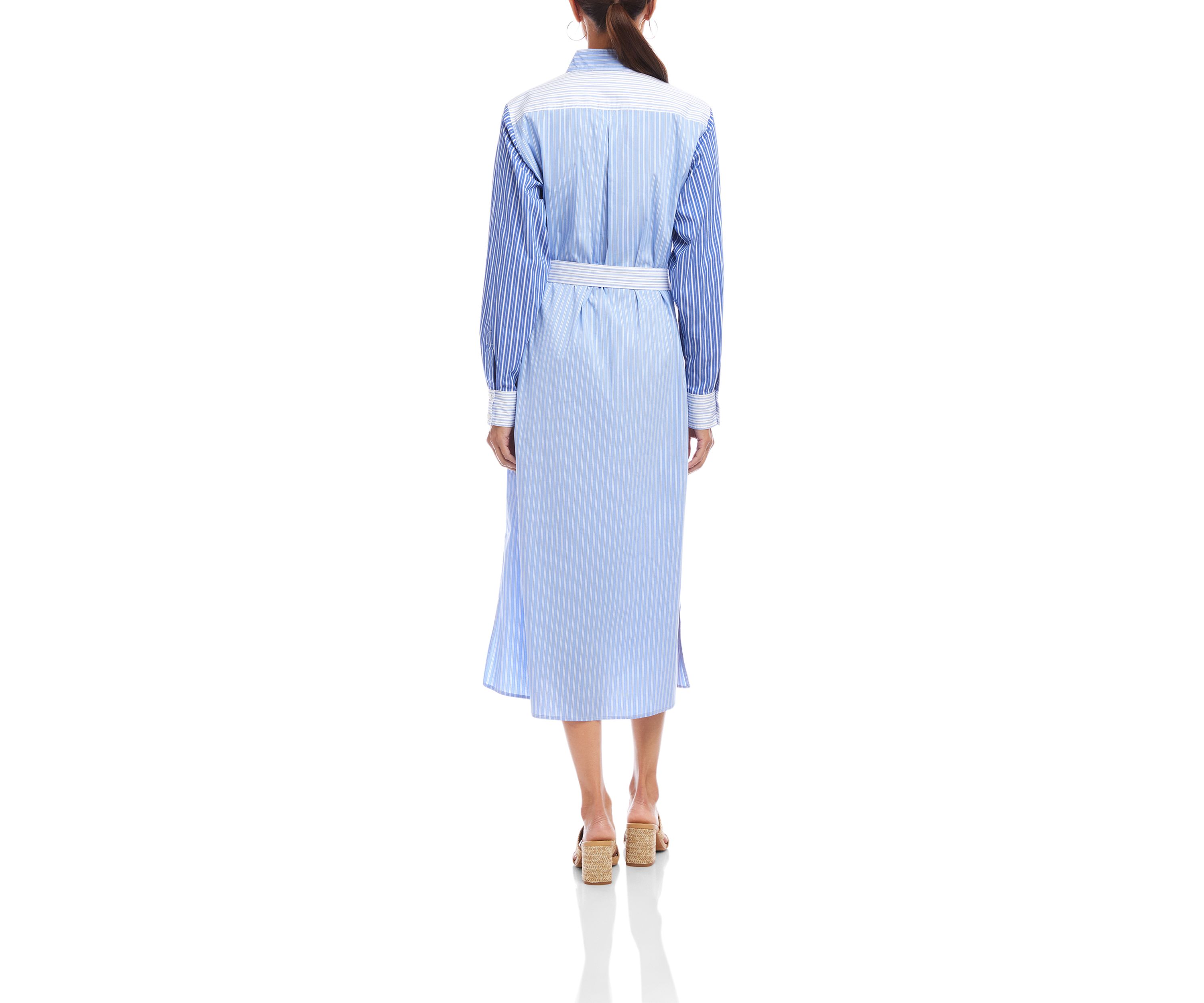 Womens Mixed Stripe Midi Shirtdress