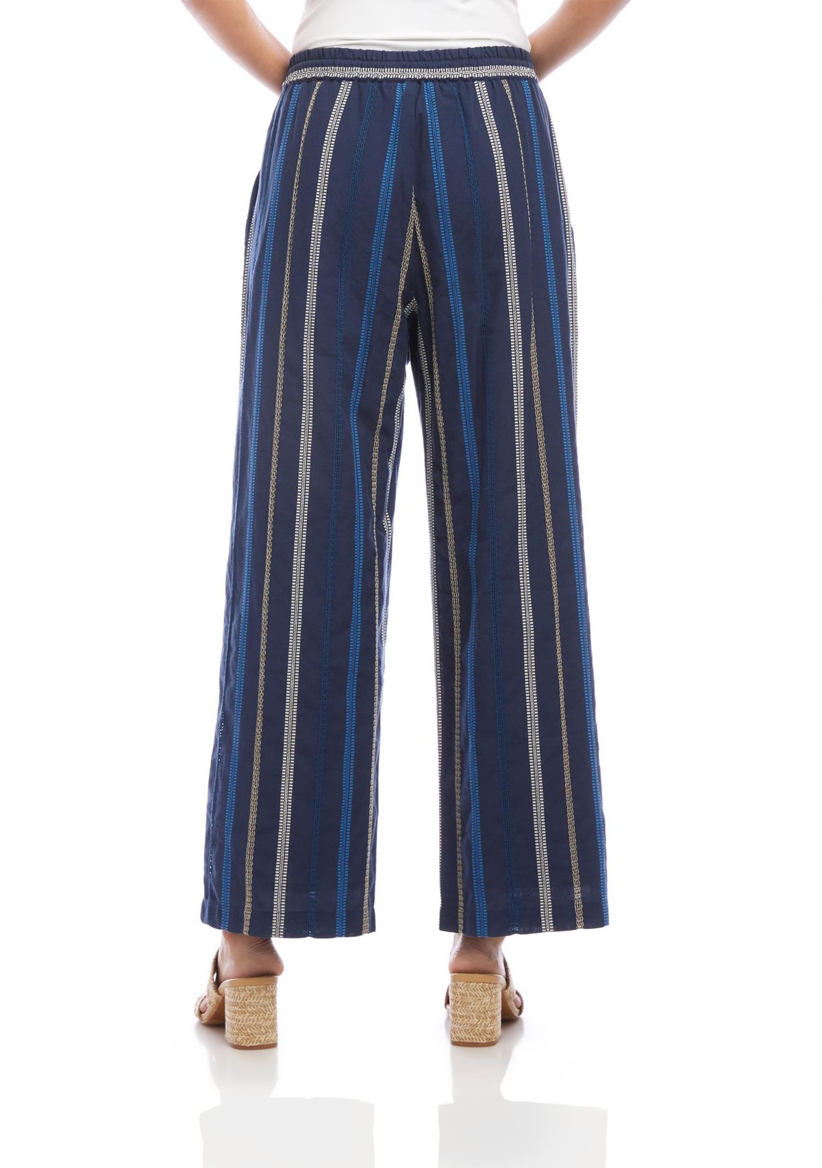 Womens Embroidered Cropped Drawstring Pants