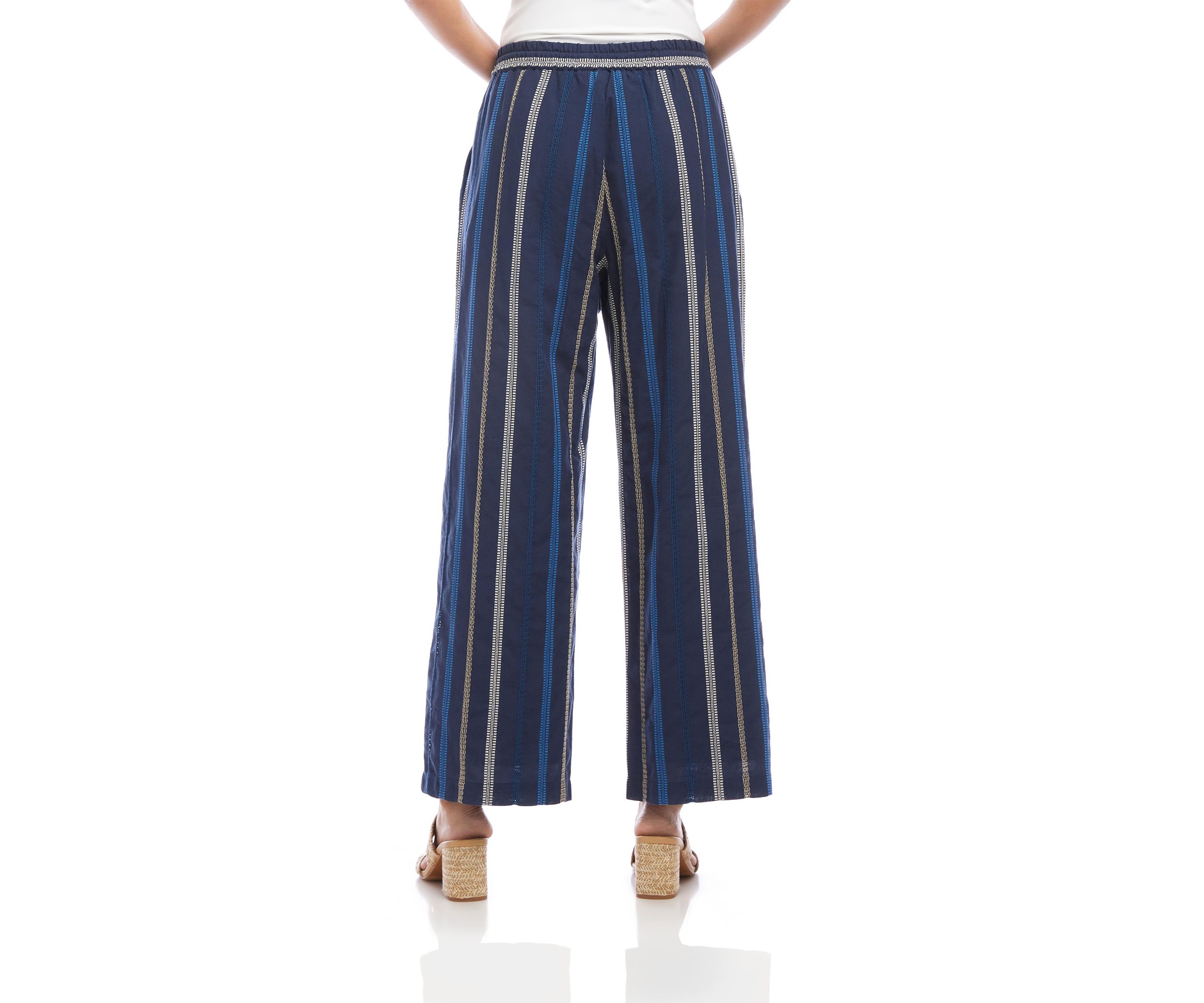 Womens Embroidered Cropped Drawstring Pants