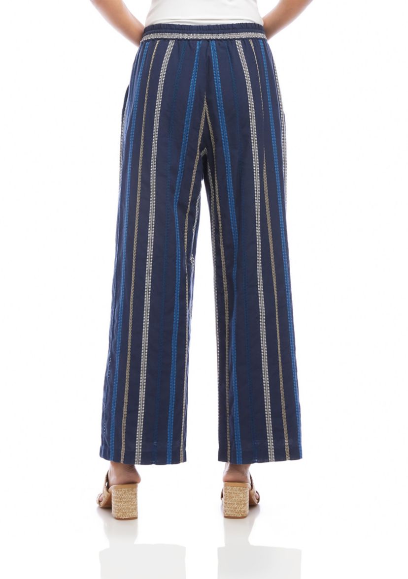 Womens Embroidered Cropped Drawstring Pants