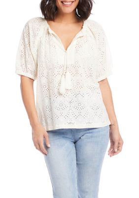 Women's Eyelet Embroidered Top