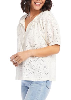 Women's Eyelet Embroidered Top