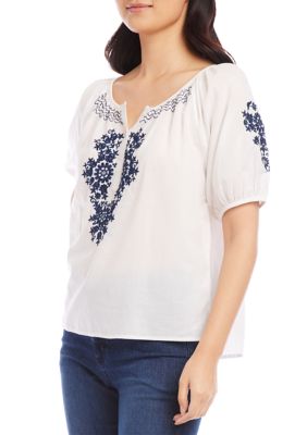 Women's Embroidered Short Sleeve Top