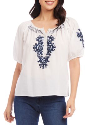 Women's Embroidered Short Sleeve Top