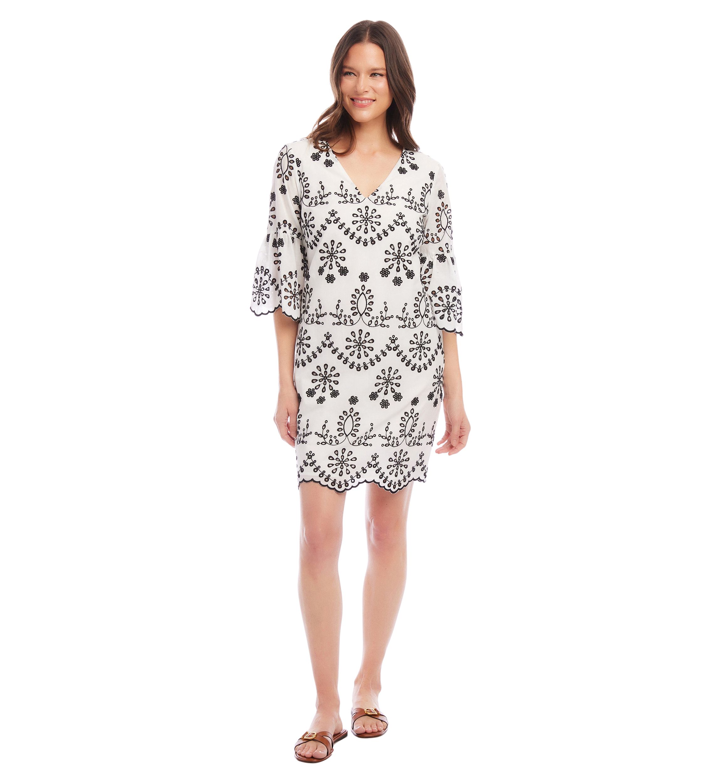 Womens Embroidered Eyelet Dress