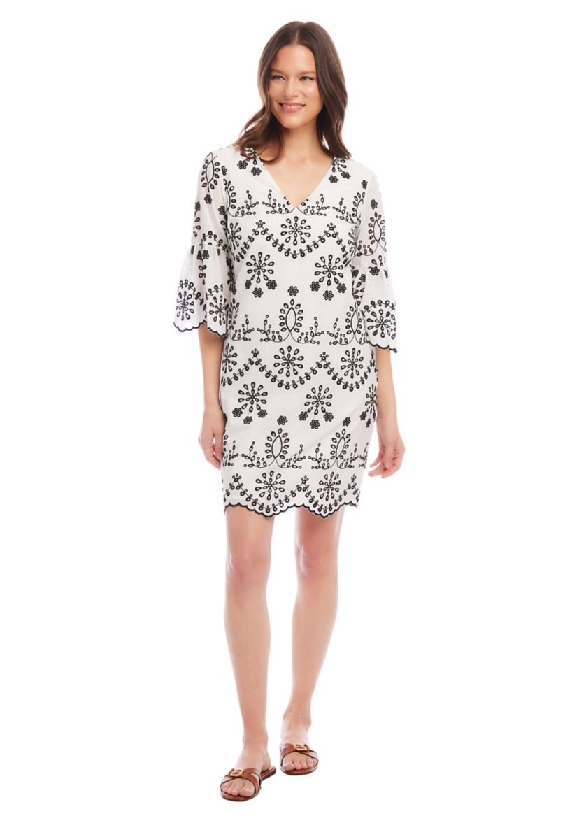 Womens Embroidered Eyelet Dress