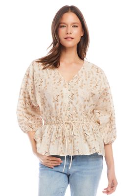 Women's Embroidered Peplum Top