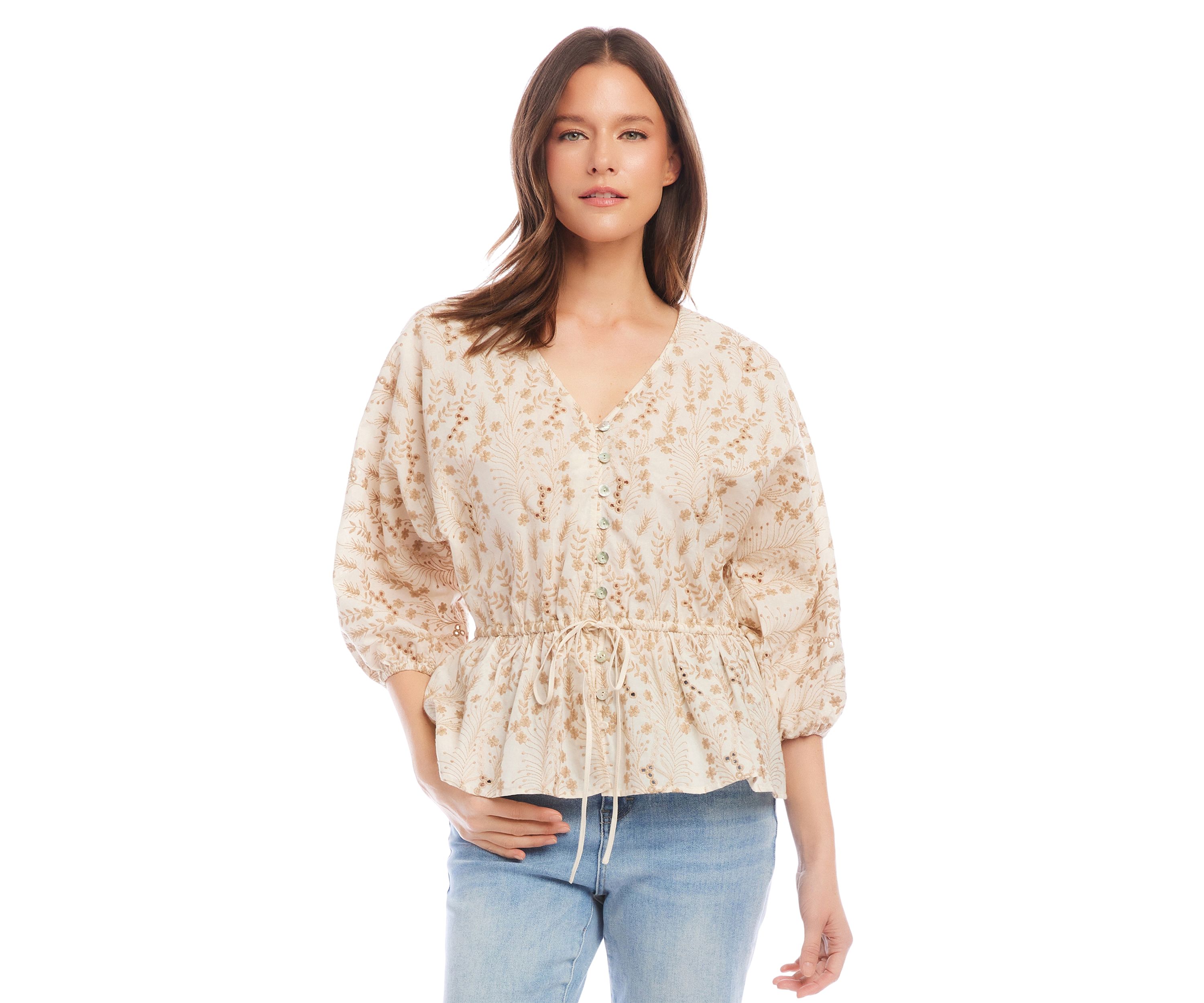 Womens Embroidered Peplum Top