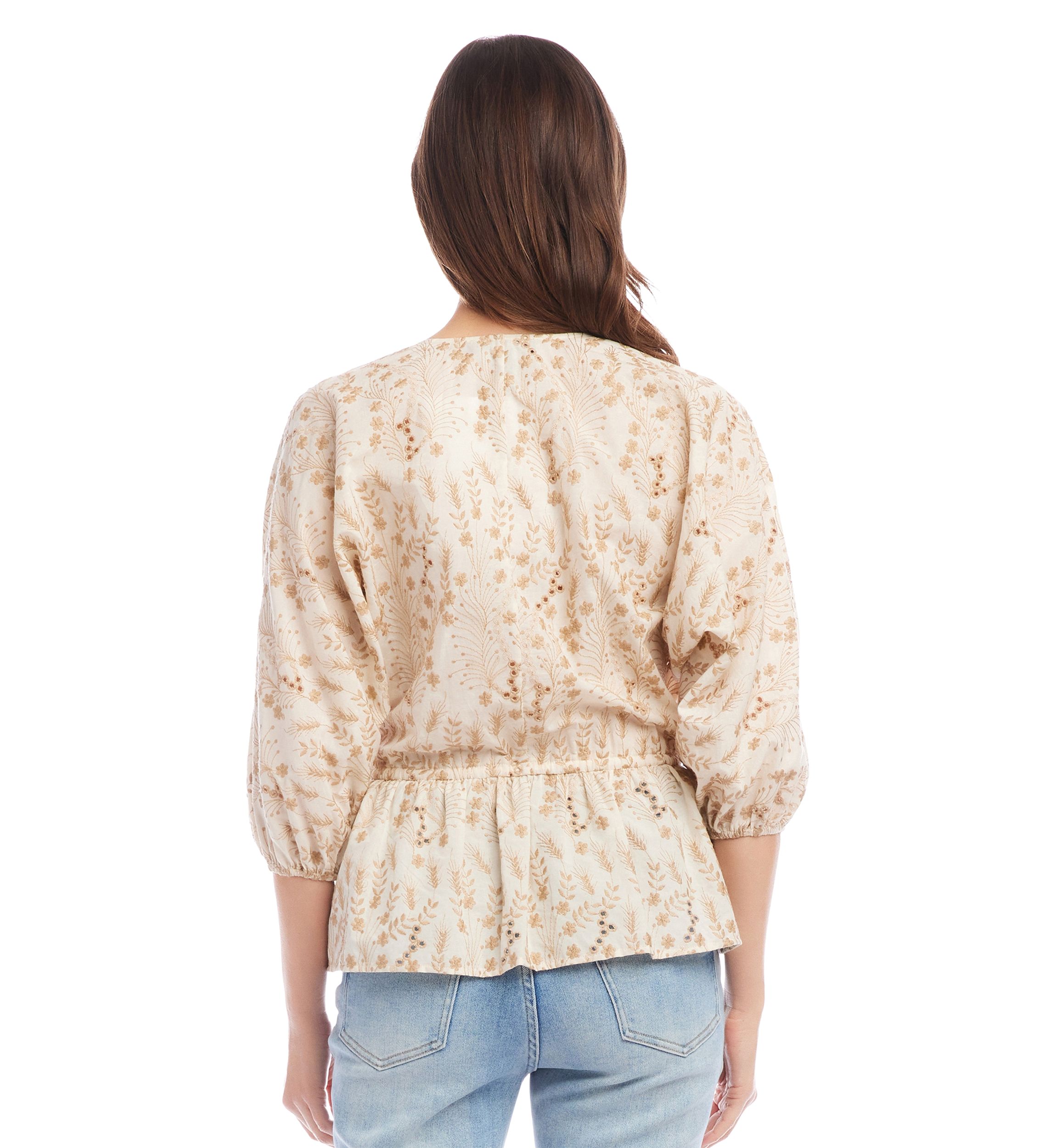 Womens Embroidered Peplum Top