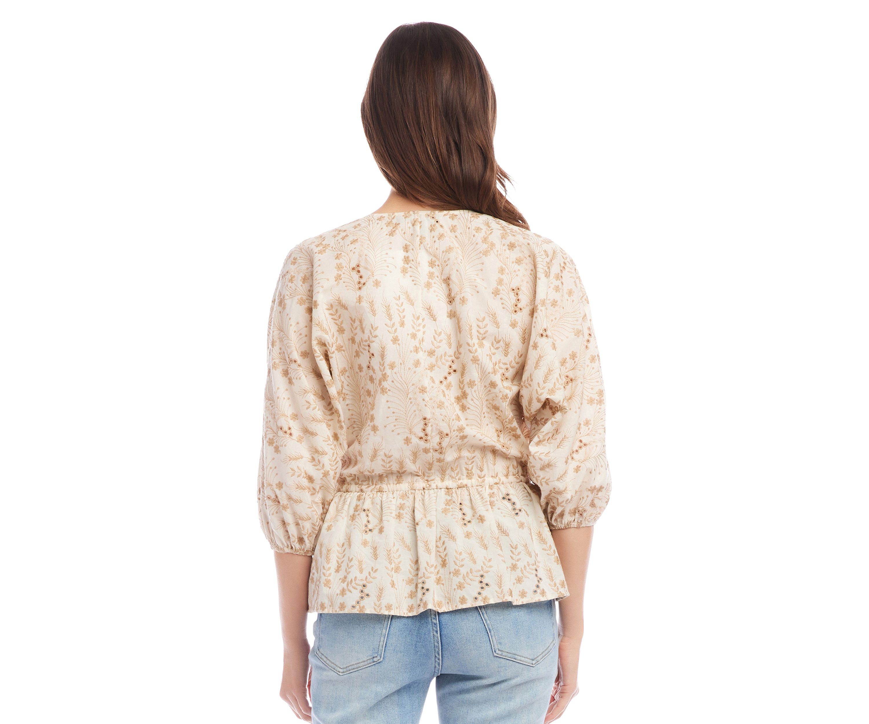 Womens Embroidered Peplum Top